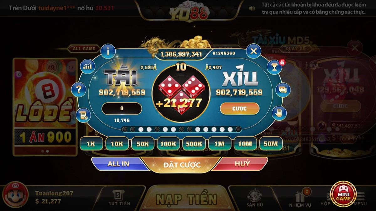 Tài xỉu md5 uy tín